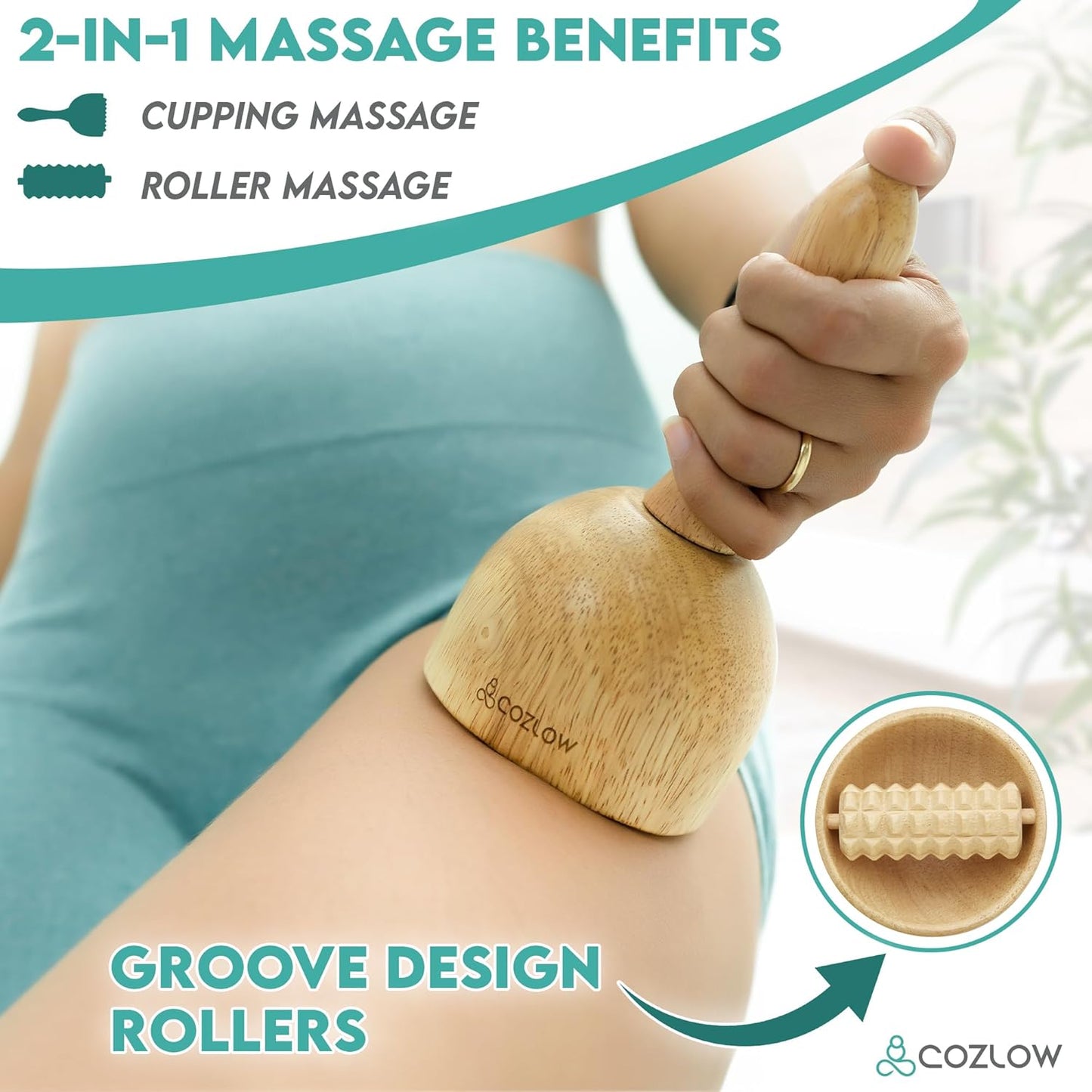 Wood Therapy Massage Cup w/ Roller