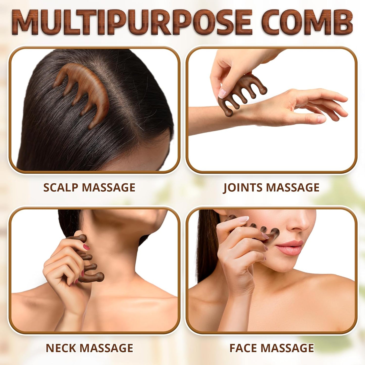 Premium Wooden Massage Comb for Neck & Shoulder