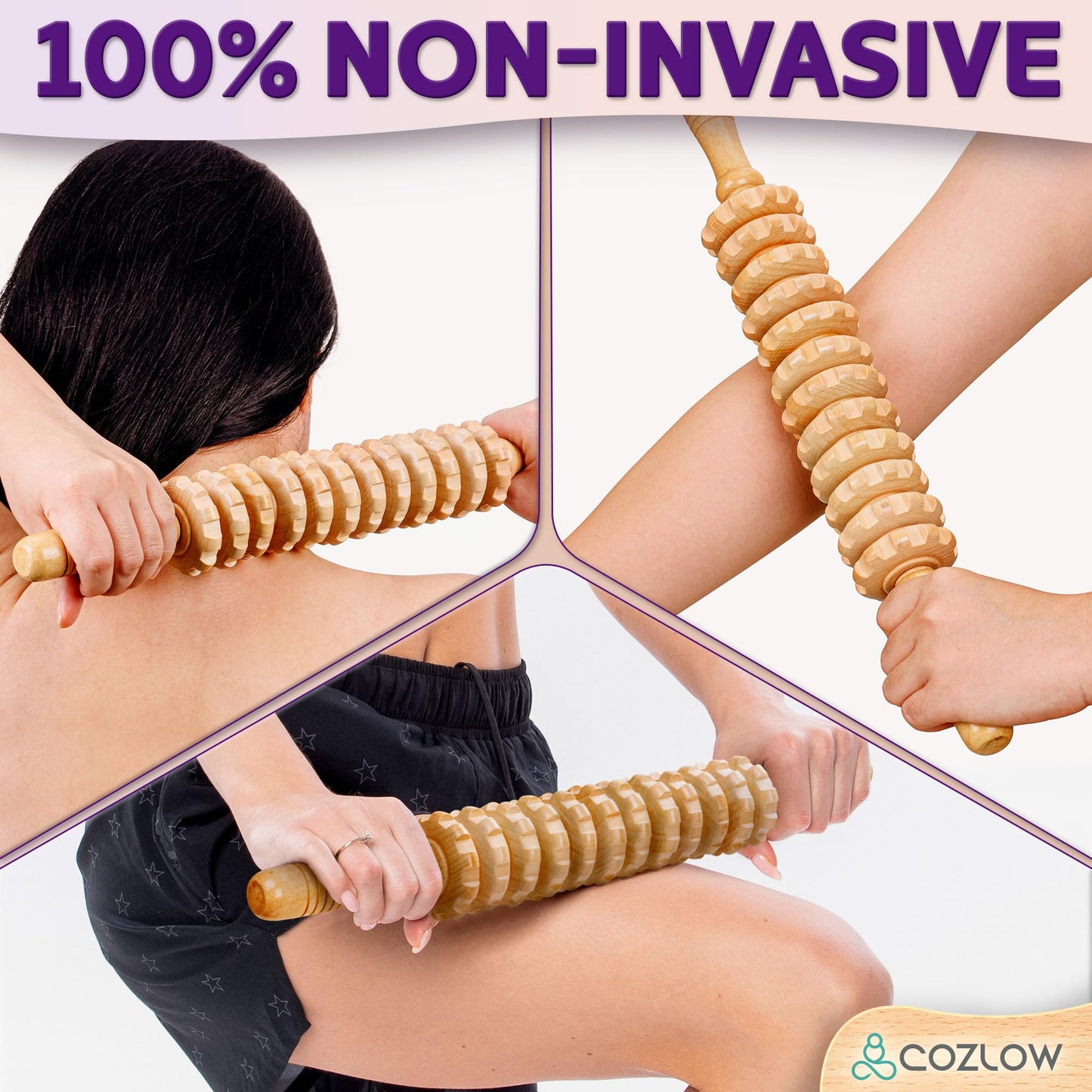Cozlow™ Wooden Massage Roller Stick